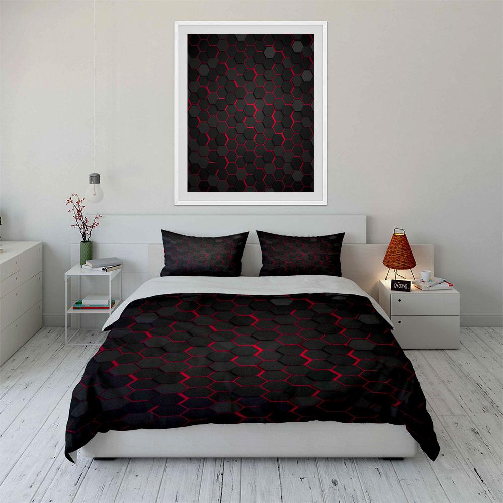 """Hexagon-Design Drei-Teilige Dekorationen"" Weiches Hautfreundliches Bettwäsche-Set Enthält 1 Bettbezug Und 2 Kissenbezüge Geschenk"""