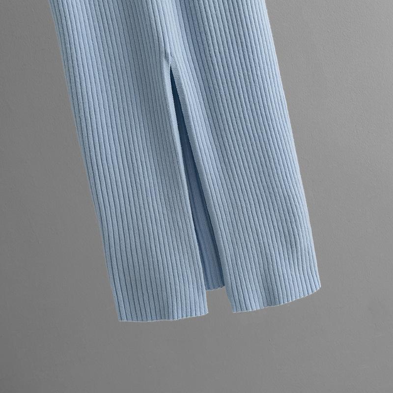 Fall Winter Lazy Wind Loose V-Neck Sweater Dress Women's Long Sleeve Straight Knit Pit Strip Wide Dresses