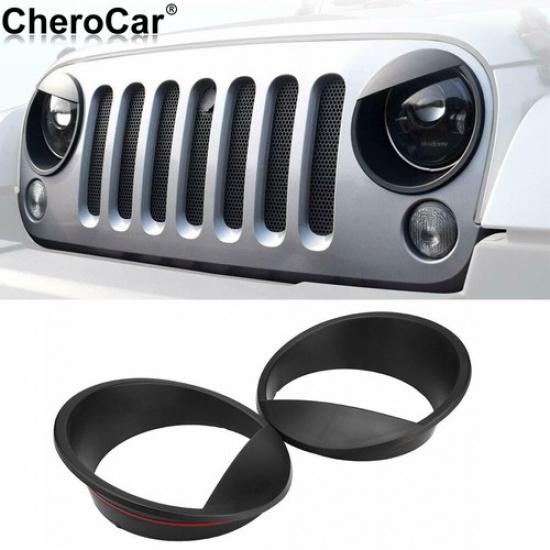 Черная Передняя Фара Крышка Фары Аксессуары Отделка Для Jeep Wrangler JK 2007-17
