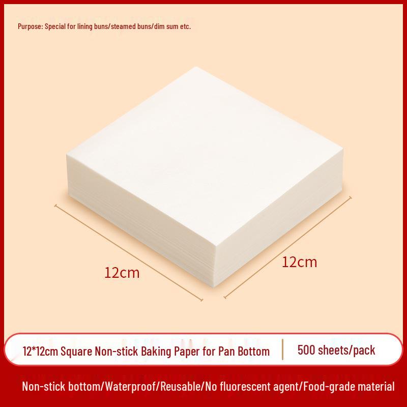 Non-stick, High Temp Resistant Steamer Paper for Buns & Mantou, Round & Square, Disposable & Thickened Bottom