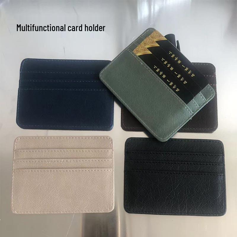 

Men s Cross-Border PU Leather ID Holder Wallet with Logo and Large Capacity Dark Brown 5 Card Slots