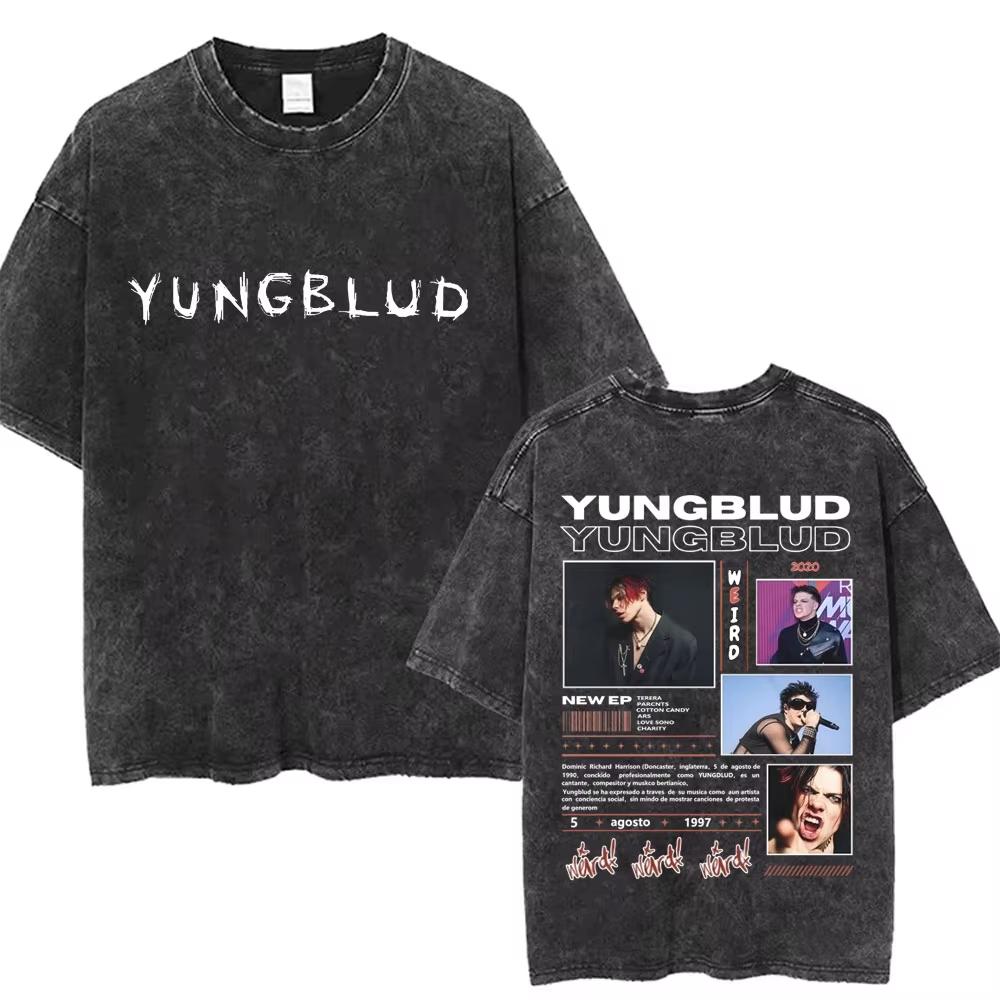 Washed Vintage Yungblud Idols World Tour Tshirt Mens Women Casual Oversized Cotton T Shirt Male Hip Hop Fashion Retro Tshirts