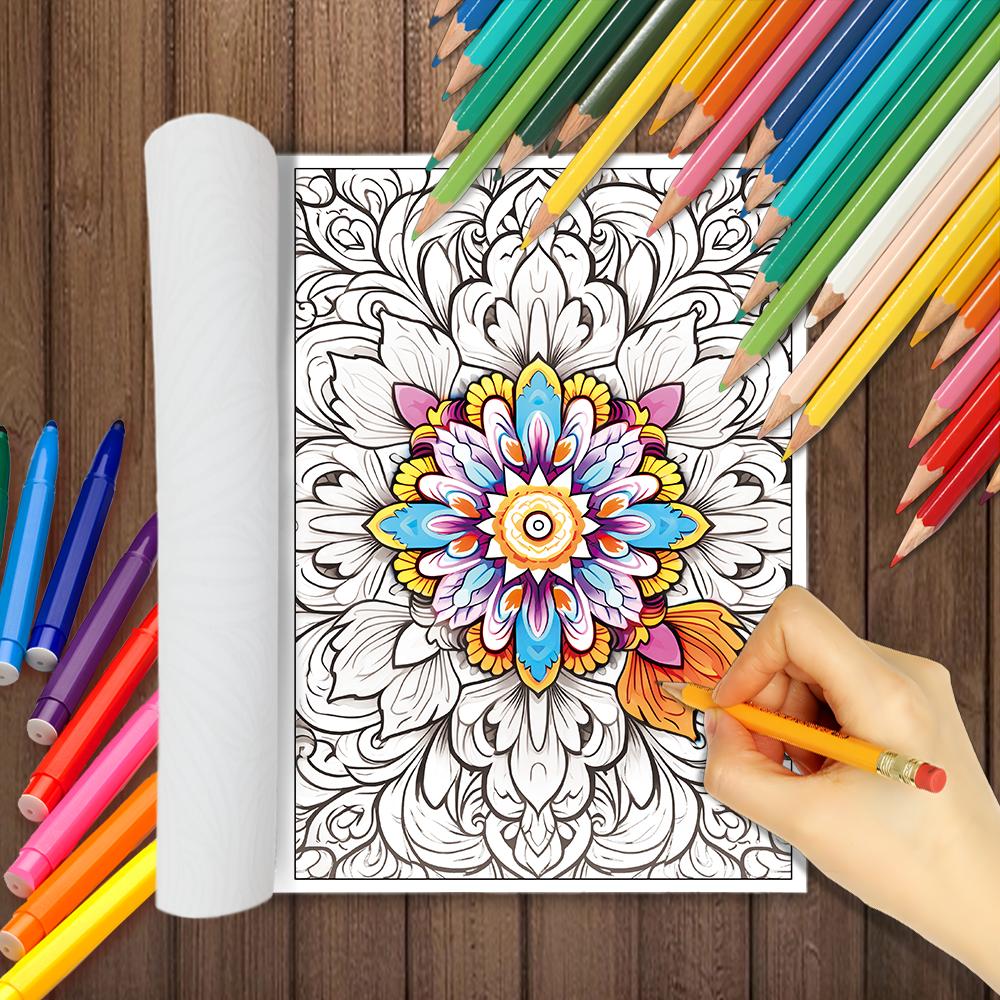 1pc, Mandala Coloring Book, Teenagers Coloring Book, 30 Different Patterns, 100gsm Thick Paper, Stress Relief, Birthday Gift