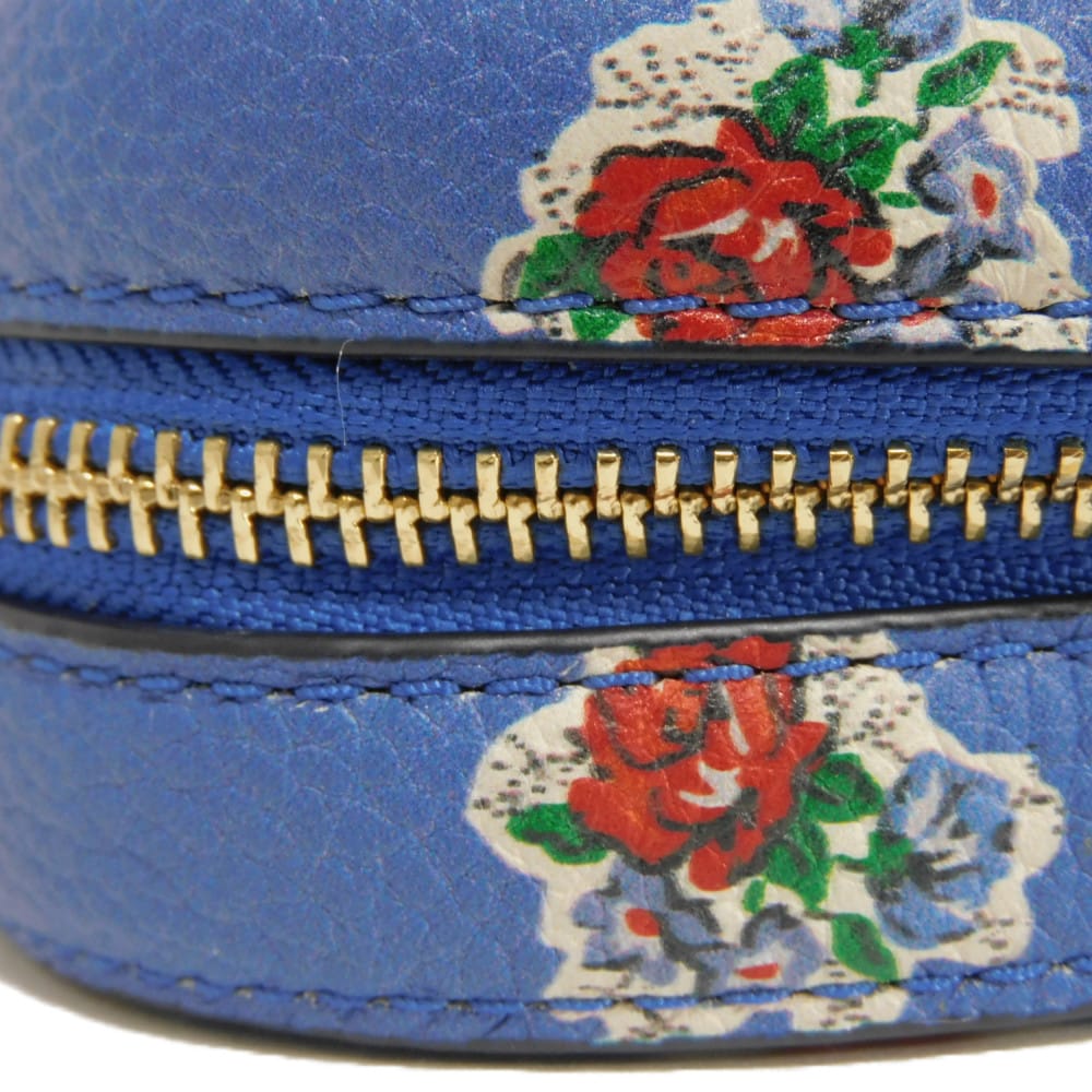 Used McGraw Floral Camera Bag (10833) 64449 7921 Floral Multicolor Chain Shoulder Bag with Double T Logo Blue Women's