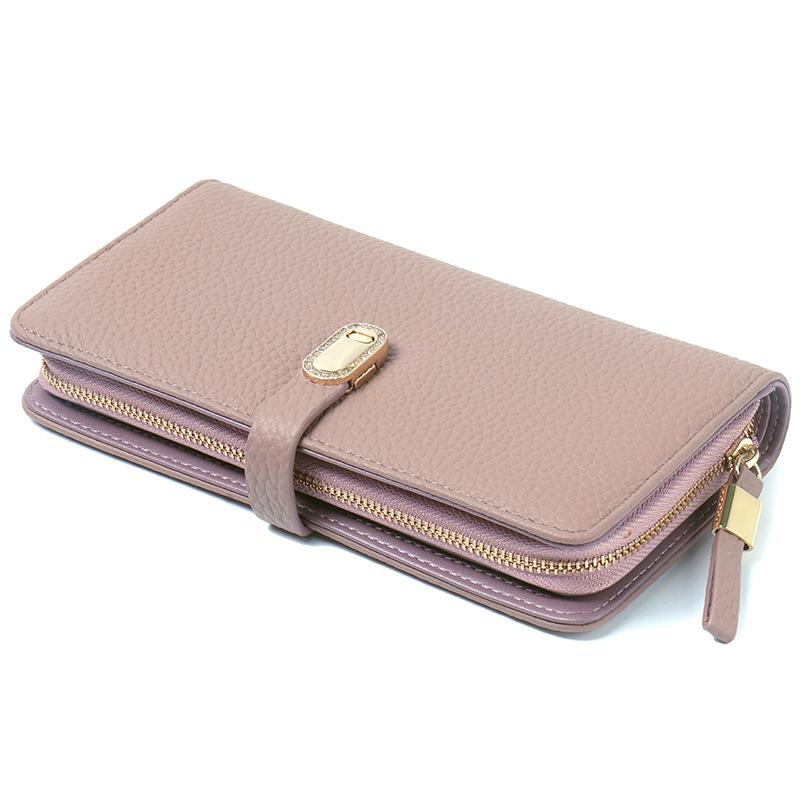 Damenbrieftasche, echtes Leder, große Brieftasche in Kontrastfarbe, erste Schicht Rindsleder, hochwertige Clutch, Brieftasche für mehrere Karten.