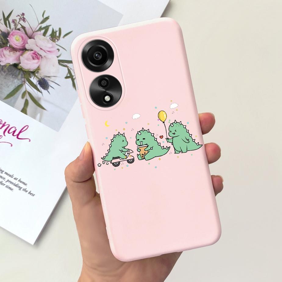 For Oppo A78 4G Case CPH2565 Cute Dinosaur Cartoon Painted Cover Soft Silicone Phone Case For Oppo A78 A 78 OppoA78 4G 5G Fundas