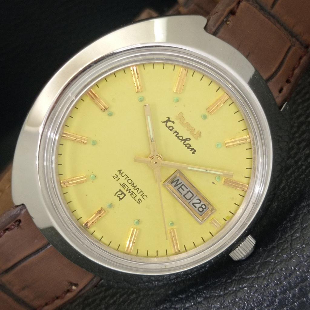 

AUTOMATIC VINTAGE HMT KANCHAN 6501 INDIAN MENS GOLDEN COLOR DIAL WATCH a703268-1 R213a-a703268