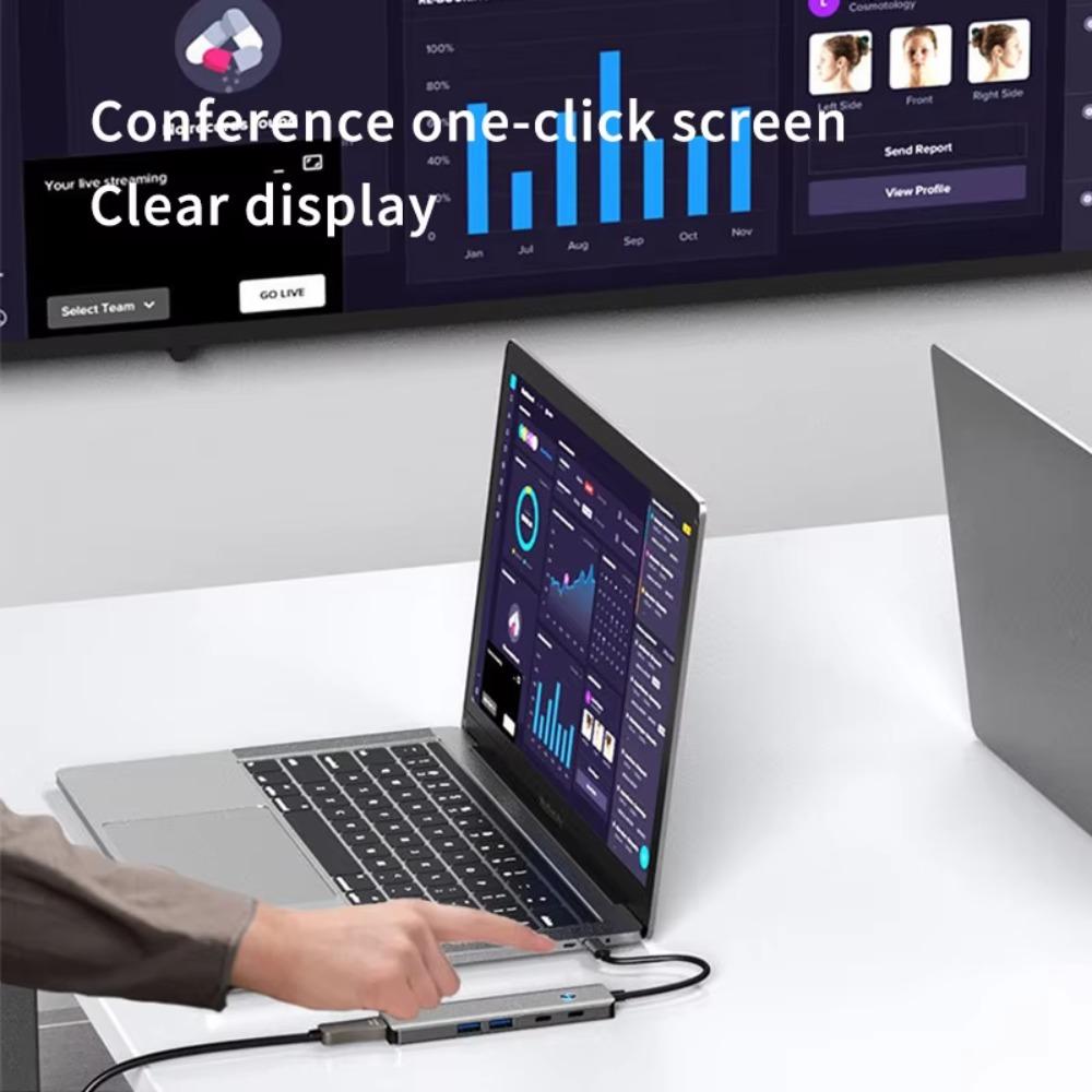 8-IN-1 USB C Hub Docking Station 4K HDMI-Compatible 100W PD SD/TF 2xUSB 3.0 2xUSB-C 3.0 For MacBook Air M1 iPad Pro Windows