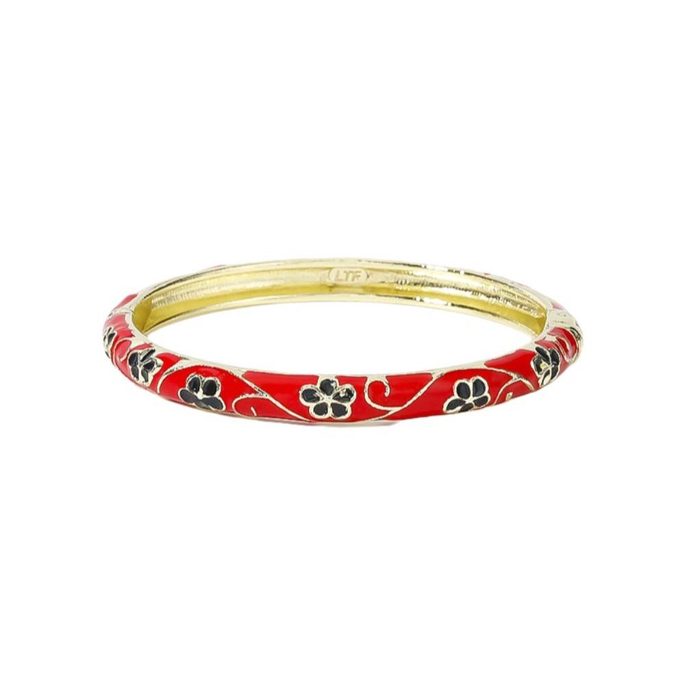 Enamel Flower Bangle Colorful Women's Hand Bracelet Vintage Cloisonne Bangle  Jewelry Gifts