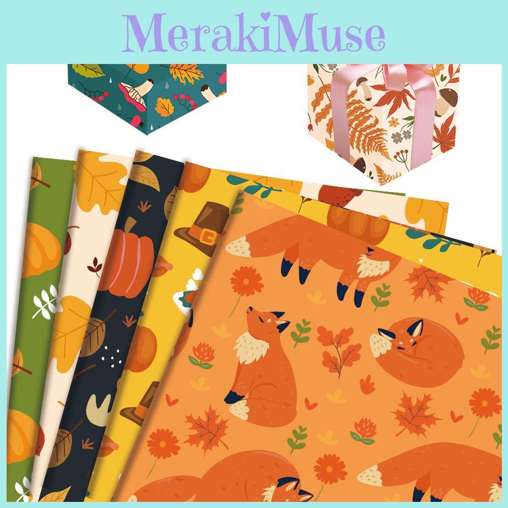 Themed Tree Thanksgiving Leaf Pumpkin Pattern Party Gift Decor Paper Packaging