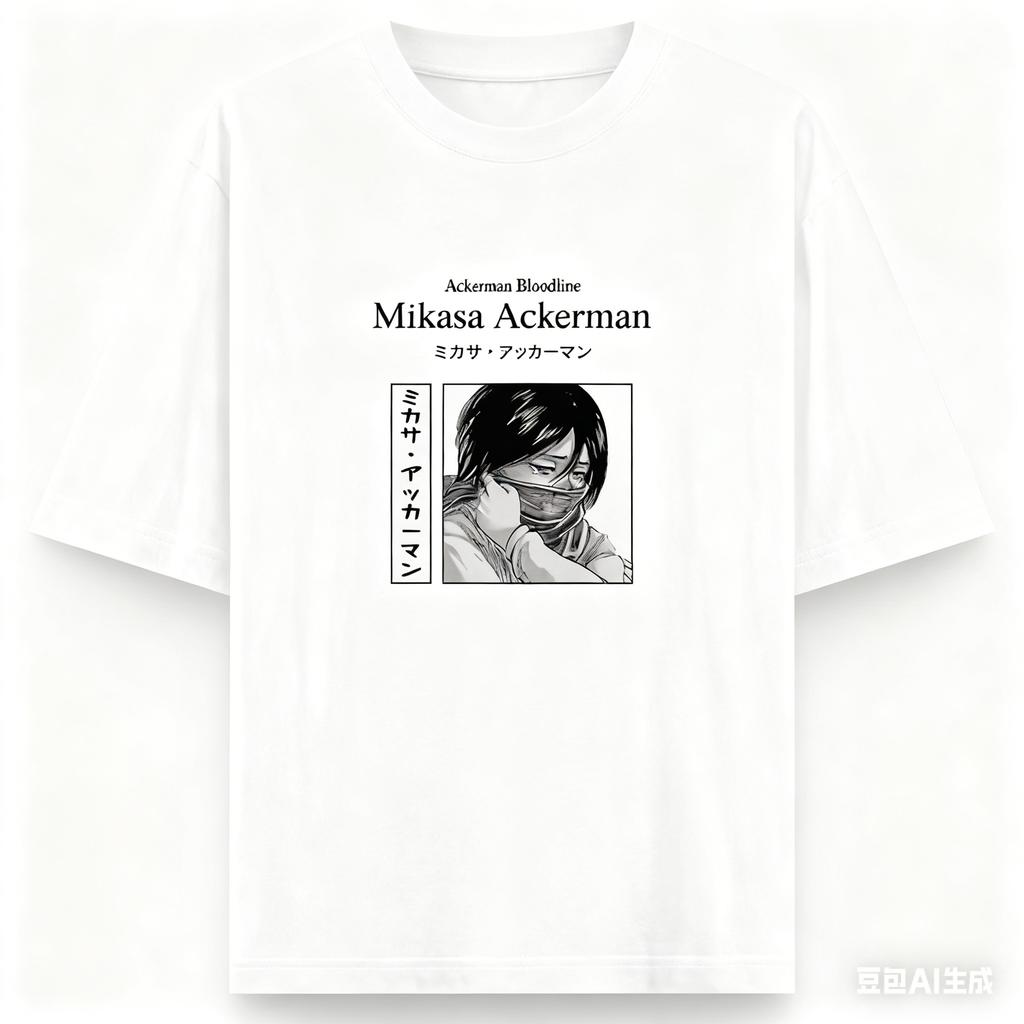 Attack on Titan Anime Mikasa Ackerman Printing Oversized Cotton Tshirt Men and Women Harajuku Casual Summer Absorb Sweat Tee