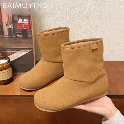 Flats Snow Ankle Boots Women Suede Cotton Shoes Woman 2024 New Brand Casual Winter Warm Fashion Short Plush Chelsea Botas Mujer