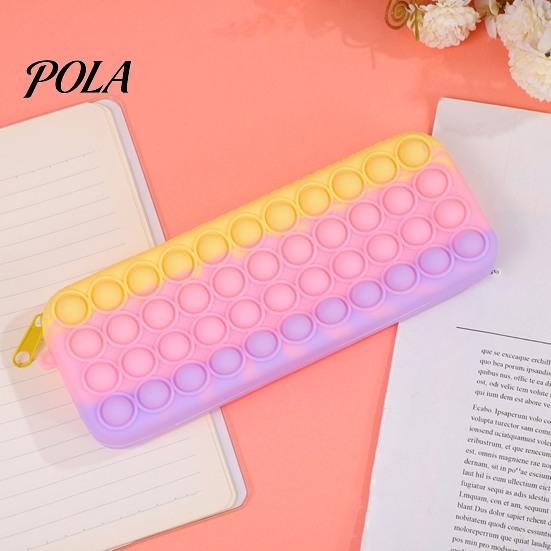Relief Pencil Case Pop Case, Large Capacity Silicone Storage Bag, with Durable Pouch Bubble Toy Decompression Stationery for Kids School Office