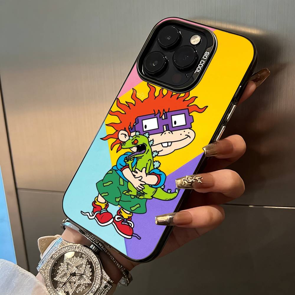 Classic Cartoon Characters-R-Rugrats For iPhone 17 16 15 14 13 12 11 Pro Max XS  17 Air Silicone Colored Silver Bumper Cover