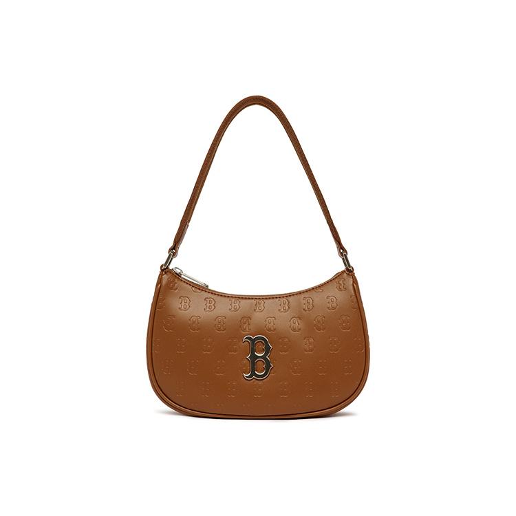 New MLB Monogram Collection Polyester Shoulder Bag Hobo Bag Handbag Shoulder Bag Unisex Coffee Brown 3ABQS022N-43BRS
