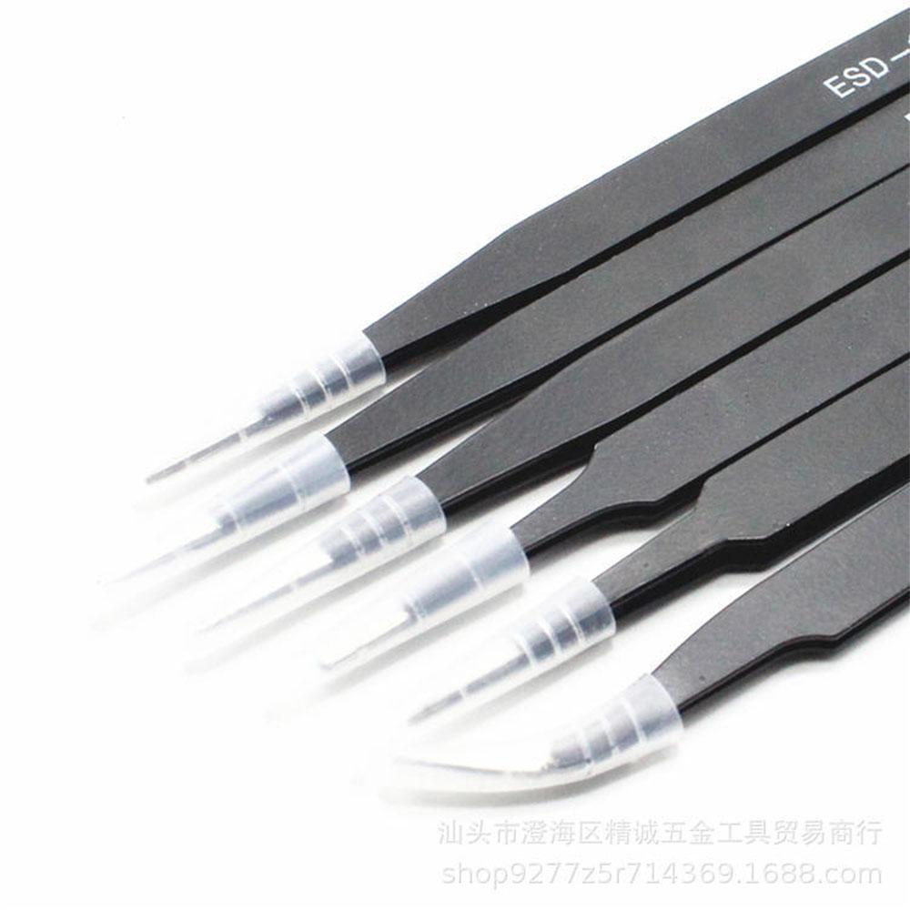 6PCS Anti-Static ESD Tweezers Set - Anti-Magnetic for Electronics & Cake Decorating