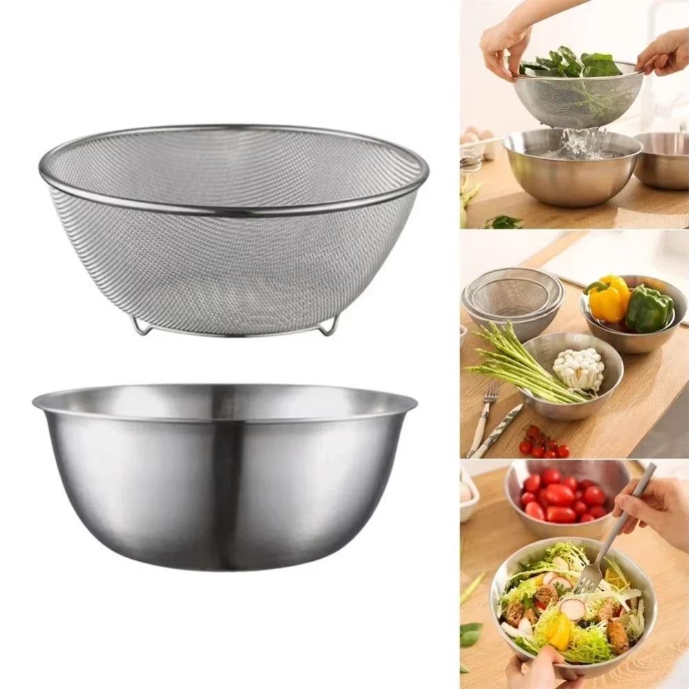 

2pcs/Set with Scale Rice Washing Drain Basket Stainless Steel Sink Strainer Kitchen Organizer 22cm
