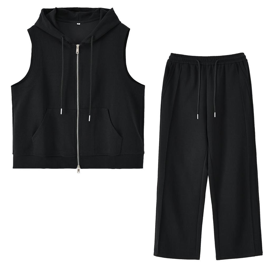 Zhi Xuan Plus Size Women’s Casual Hooded Vest & Slimming Wide-Leg Pants Set, Spring 2026.