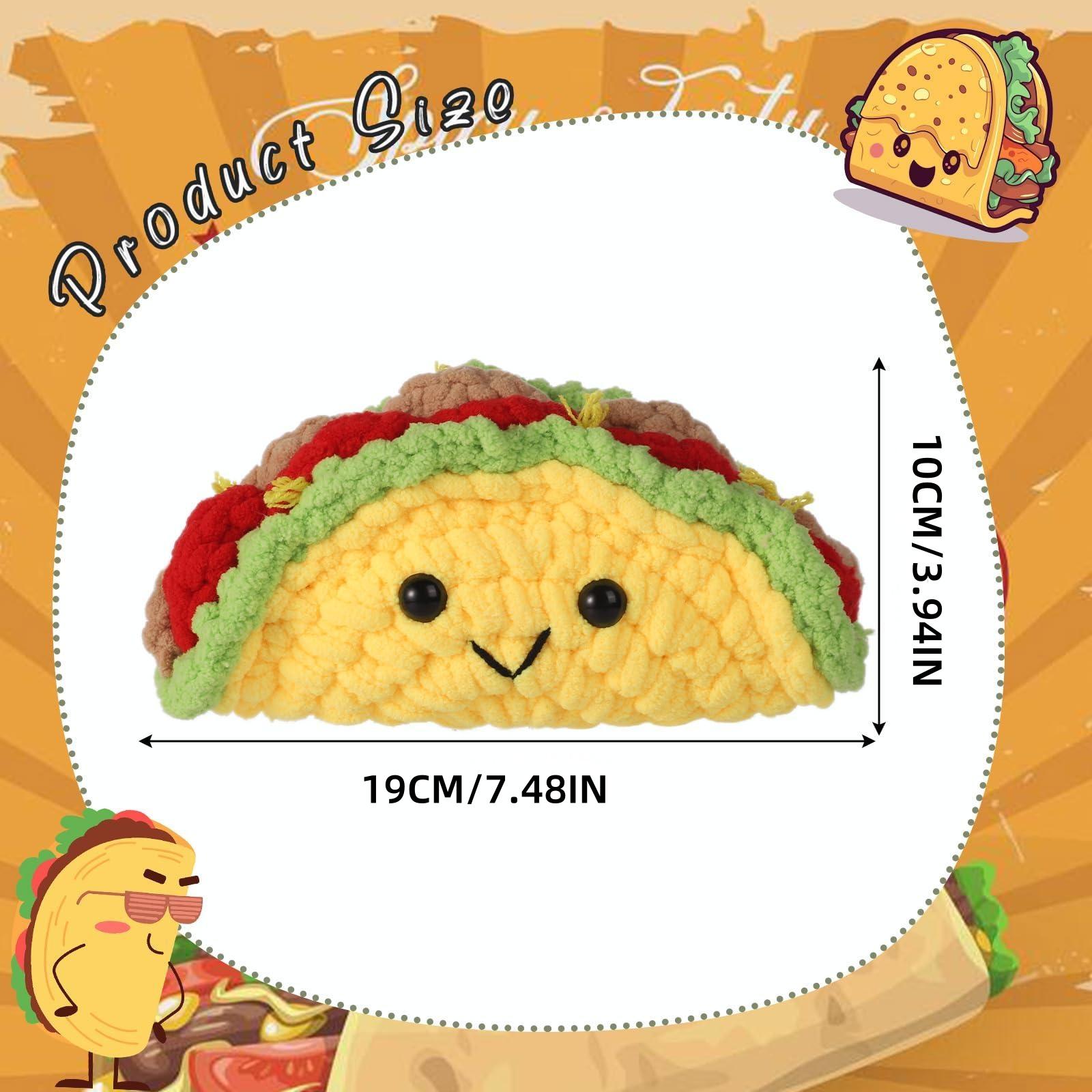 

Emotional Support Taco Plush Handmade Crochet Toy with Positive Words Adorable Knitted Doll Inspirational Gift for Friends жёлтый