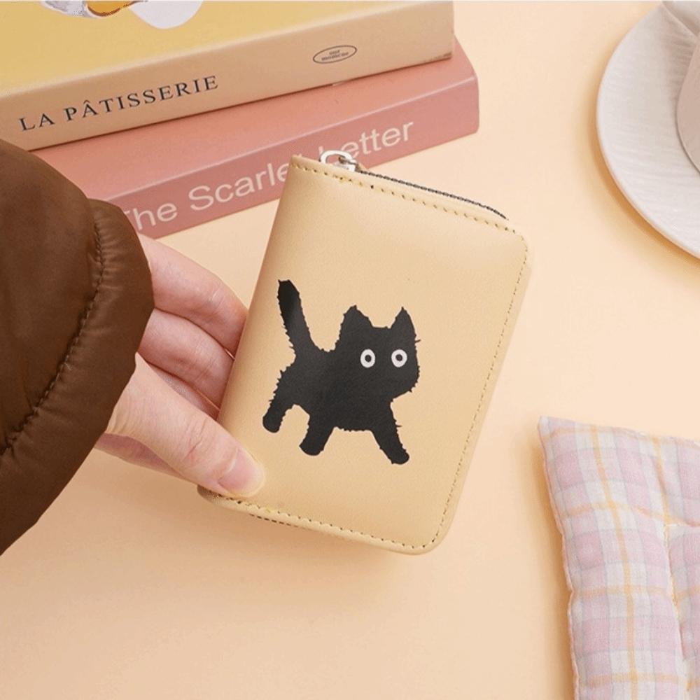 New Cat Short Wallet Large Capacity Multi Functional Card Holder Multi Slot Zipper Coin Purse