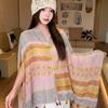 Small fresh white floral silk scarf women's summer travel buckle sunscreen large shawl beach towel thin yarn scarf scarf