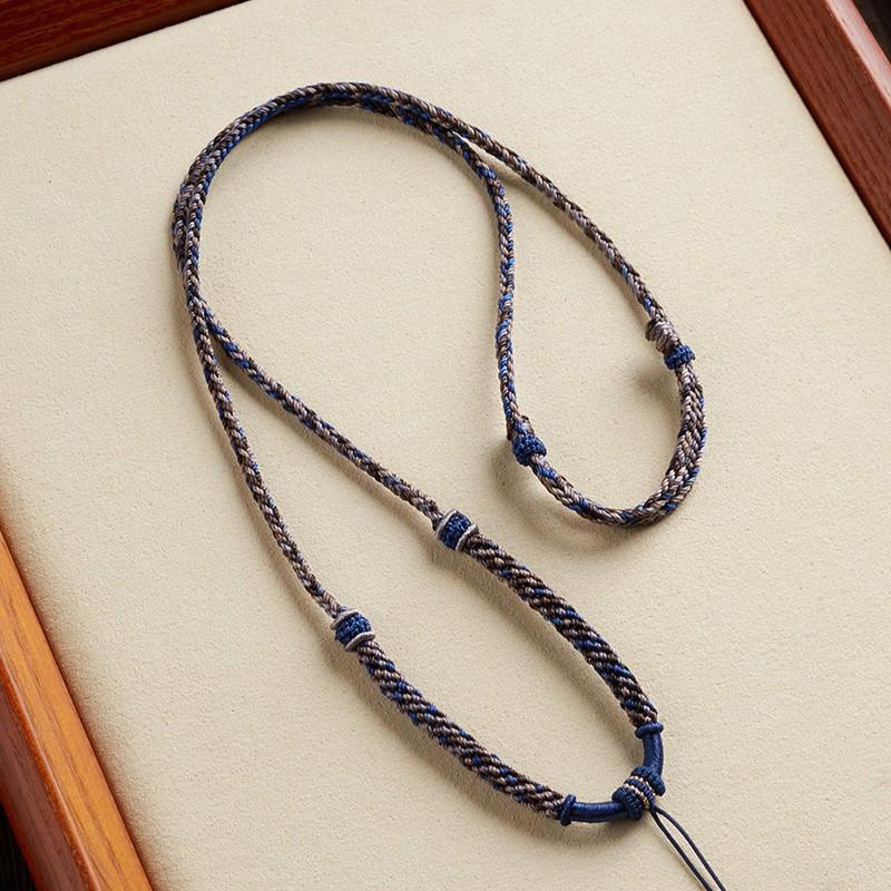 Hand-Woven Eight-Strand Unisex Necklace Rope for Pendants, Jade, Beeswax, Thangka