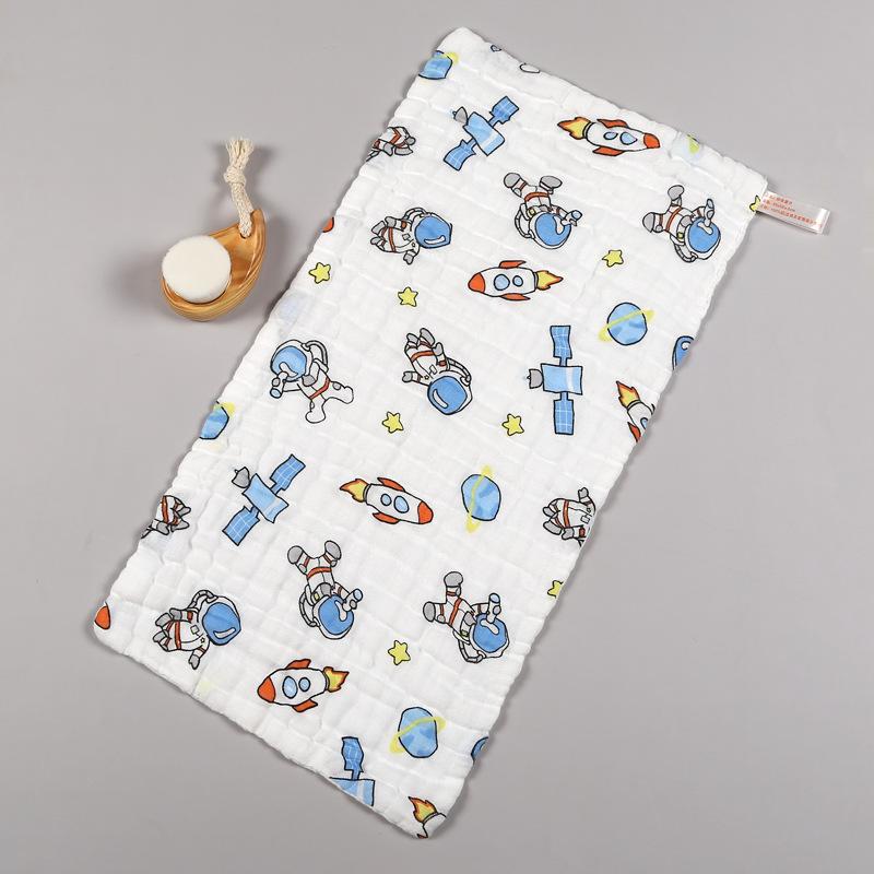 6 Layer Pure Cotton Baby Gauze Square Towel High Density Printed Children Face Washing Saliva Towel Soft Absorbent