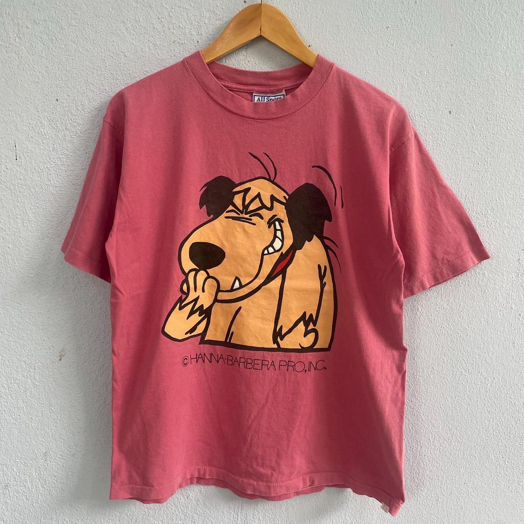 Vintage 90s Hanna-Barbera Muttley Pink T-Shirt – Official Wacky Races Laughing Dog Graphic Tee – Classic Cartoon Network Apparel Size Medium