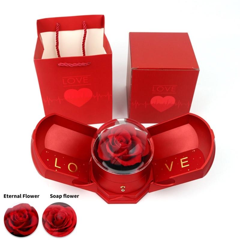 Forever Flower Jewelry Box Creative Flower Jewelry Box Necklace Storage Container for Wife's Special Occasion