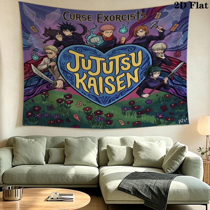 Arazzo da Parete Jujutsu Kaisen Appeso Estetico alla Parete Coperta in Tessuto Stampato Arazzi Decorativi per Camera da Letto Soggiorno Decorazione per la Casa