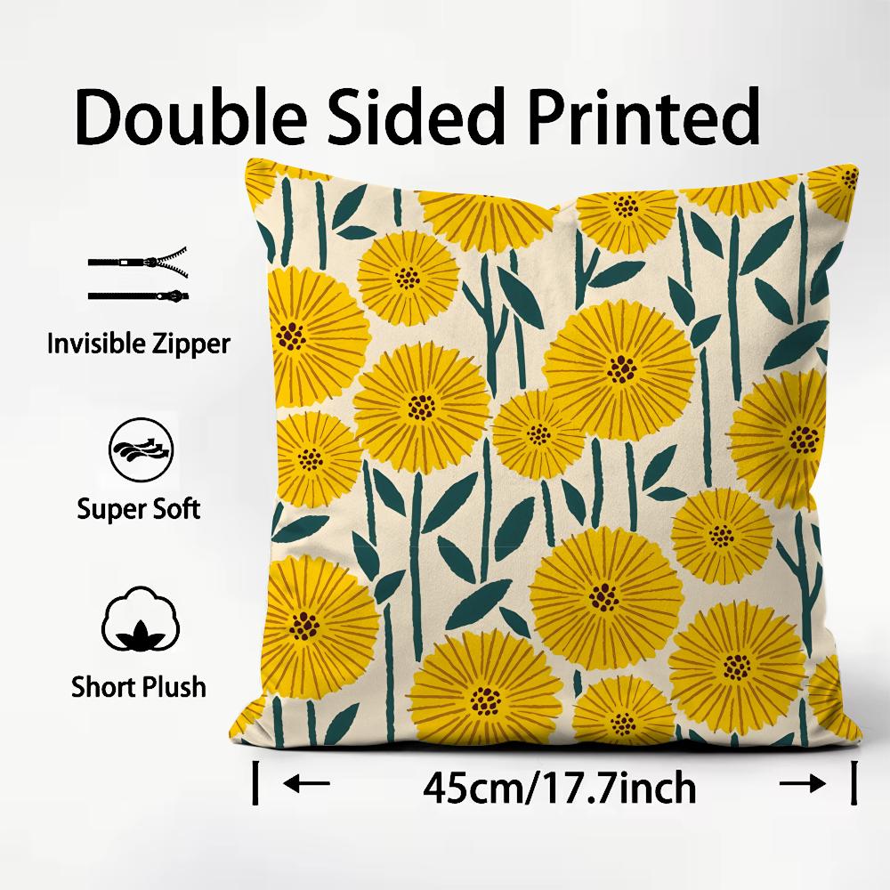 Flower INS Cushion Cover Plush Fabric Soft DoubleSided Printed Sofa Warm Winter Home Child Gift Pillow Case