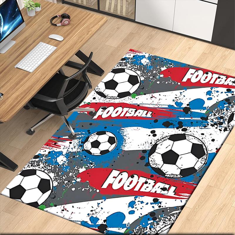 Soccer Printed Carpet, for Office Chair Living Room Bedroom Kitchen Room Decor Gifts.