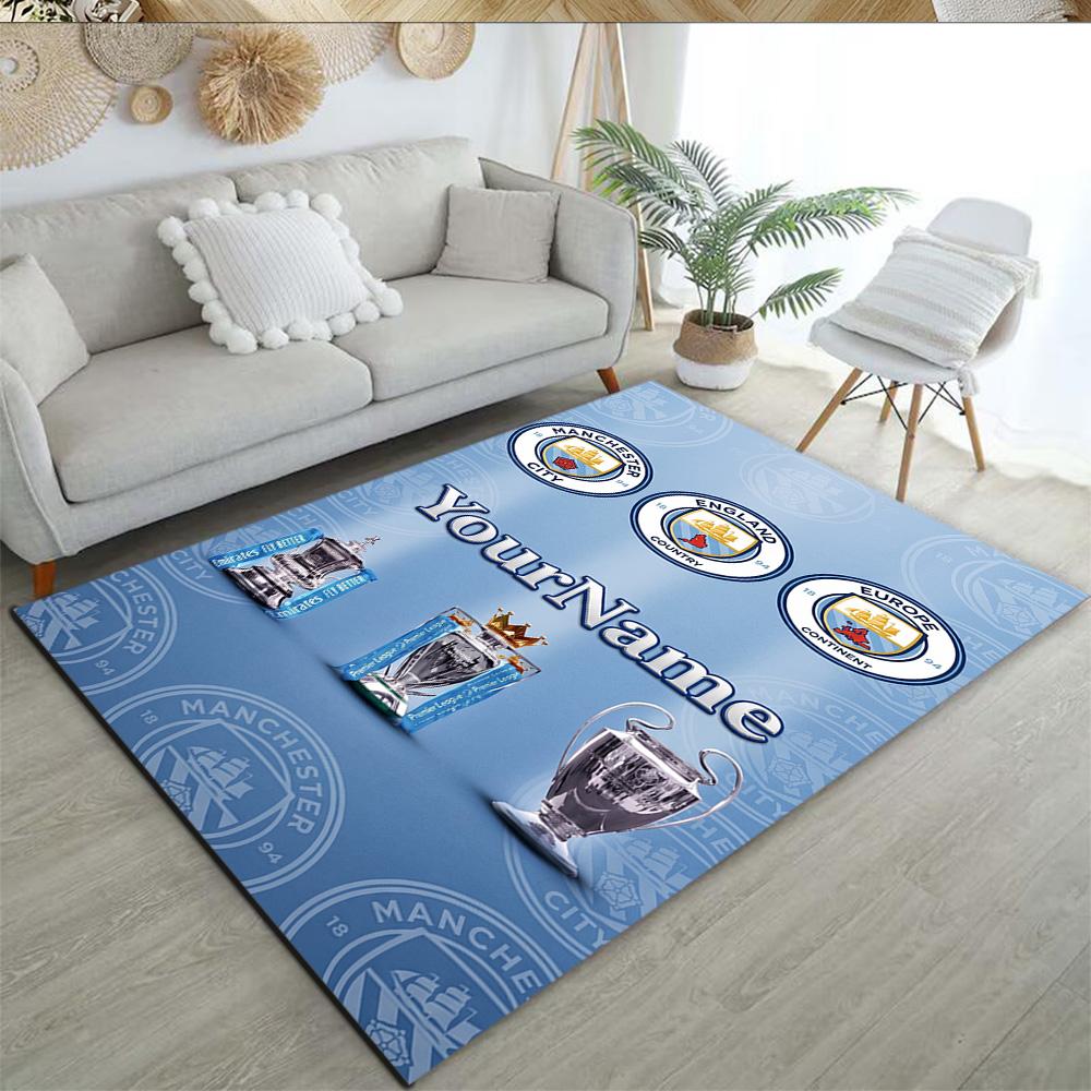 Manchester City Personalized Name Carpet Design for Outdoor Dormitory Dining Room Decorate room Antislip Carpet Anime Office Decor