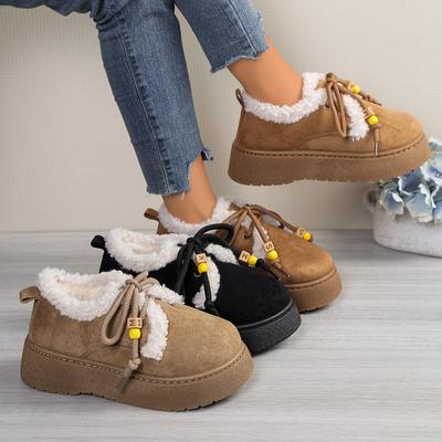 Women's 2025 Winter Frosted Thick-Soled Snow Boots with Plus Velvet Lining