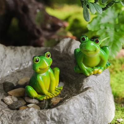 Kawaii ručně vyráběné pryskyřičné žáby Zelená kreslená žába Figurky zvířátek Dekorace do akvária/květináče Domácí dekorace
