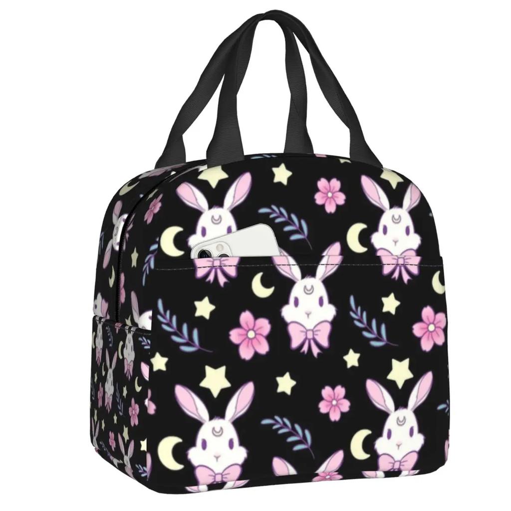 Bunny Pattern Lunch Box for Women Multifunction Rabbits Cooler Thermal Food Insulated Lunch Bag Office Work