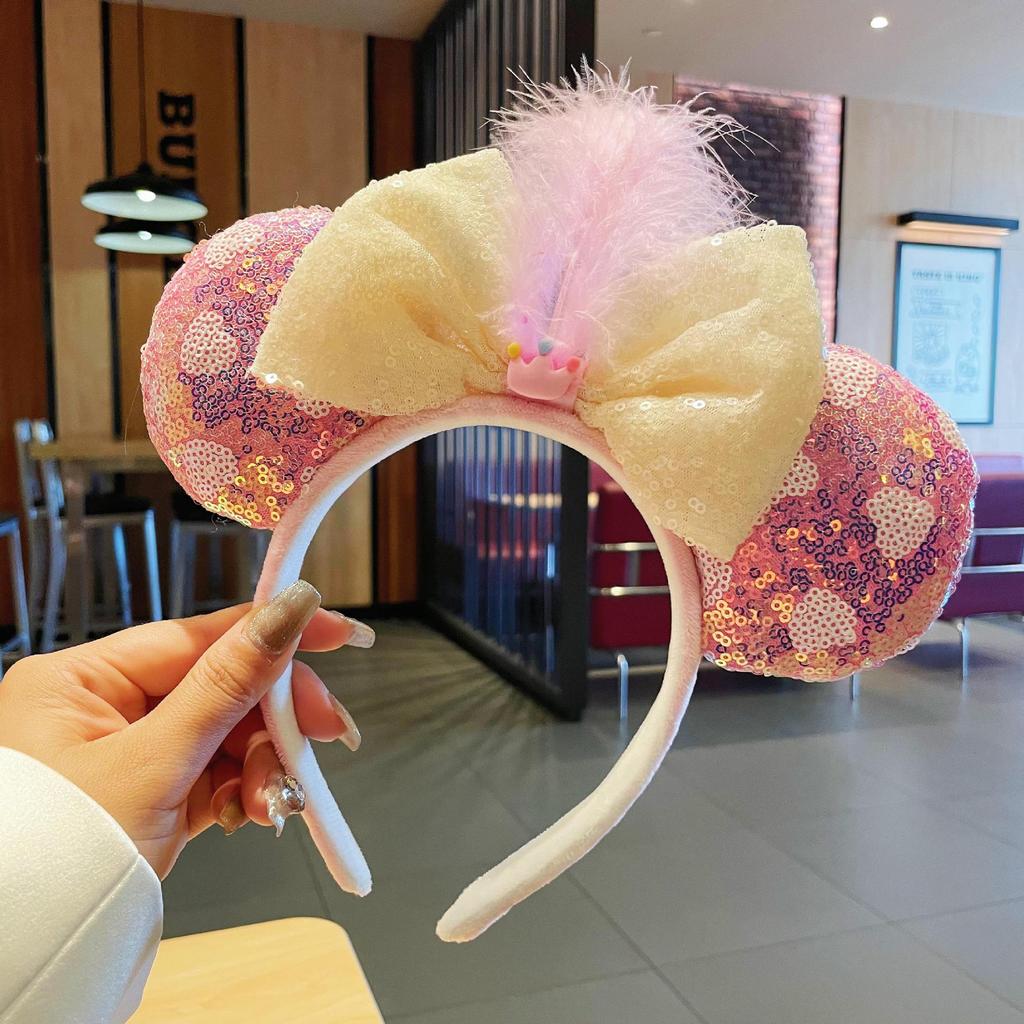 Sparkling Amusement Park Headband Cute High Skull Top Anti Slip Face Wash Bow Headband Headband Hair Accessories for Women