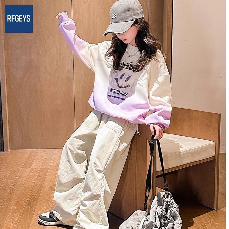 Новая корейско-американская толстовка для девочек 2025: Модная уличная одежда для девочек на весну и осень 120 cm