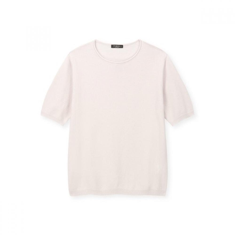 Furina Round Neck Cashmere Wool Silk Short Sleeve Knit ivory (IV)/S (85)