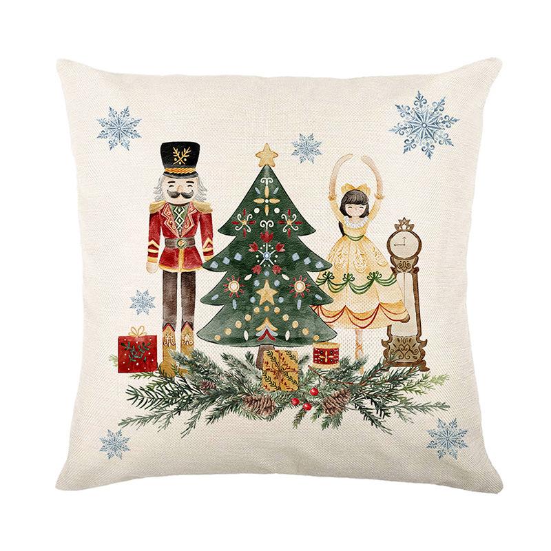 Christmas Printed Pillow Cover New Home Imitation Linen Sofa Decoration Cushion Bedroom Cushion Pillow Cover