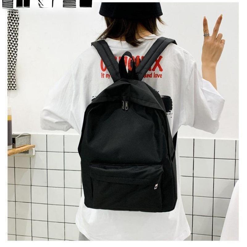 Men's and Women's Solid Color Canvas Backpack - Korean Style for High School & Middle School Students