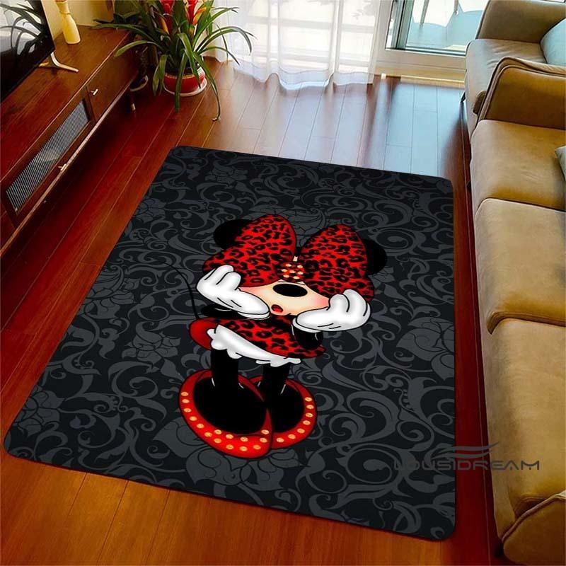 Cute Pink Minnie Mouse Cartoon Rug, Suitable for Living Room, Bedroom, Kitchen, Hallway, Children's Non-slip Floor Mat,