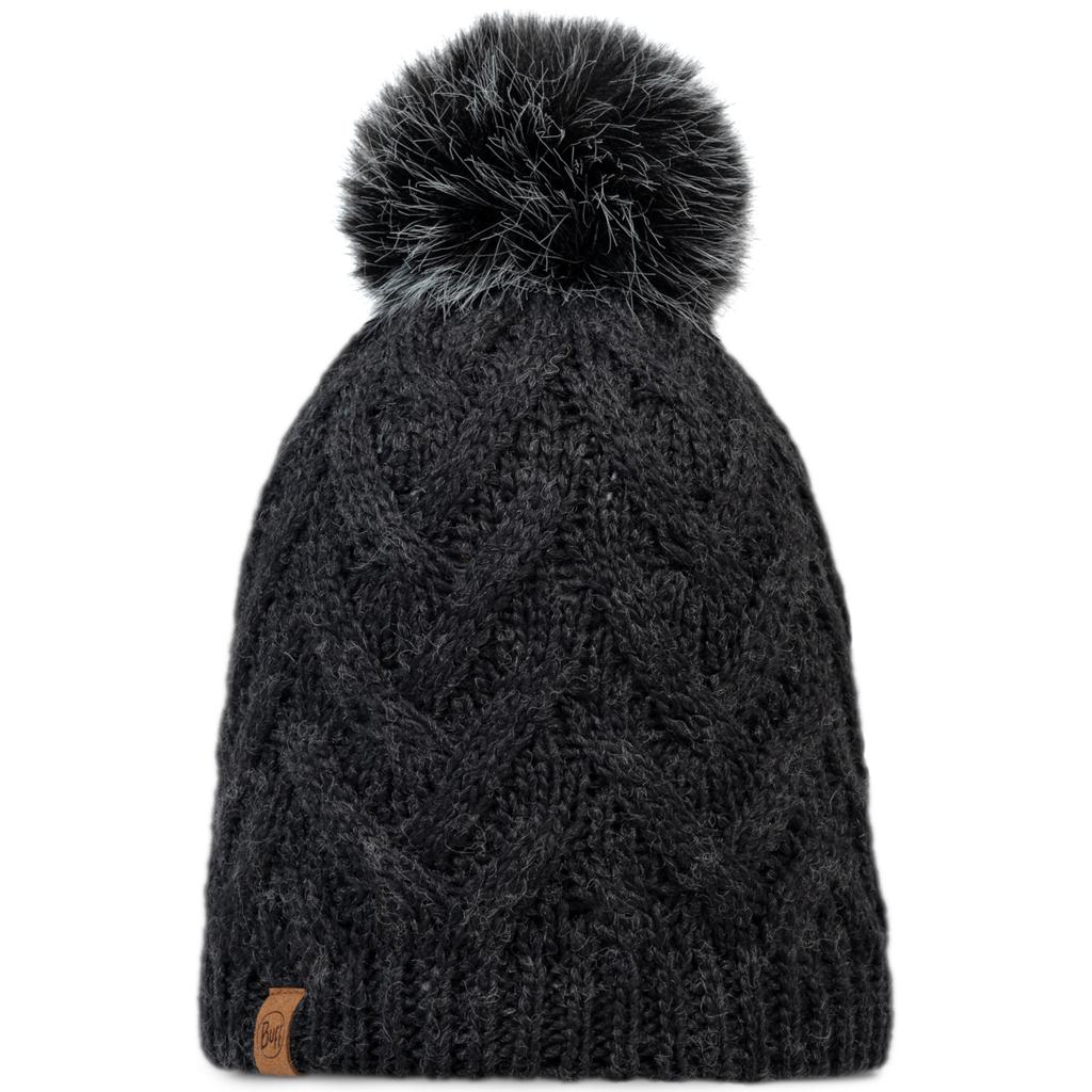 Buff Knitted Fleece Caryn Beanie, Womens black Cap