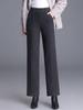 Winter Warm Woolen Wide Leg Pants Korean Fashion High Waist Thick Wool Blend Straight Pantalones Casual Classic Solid Trousers New