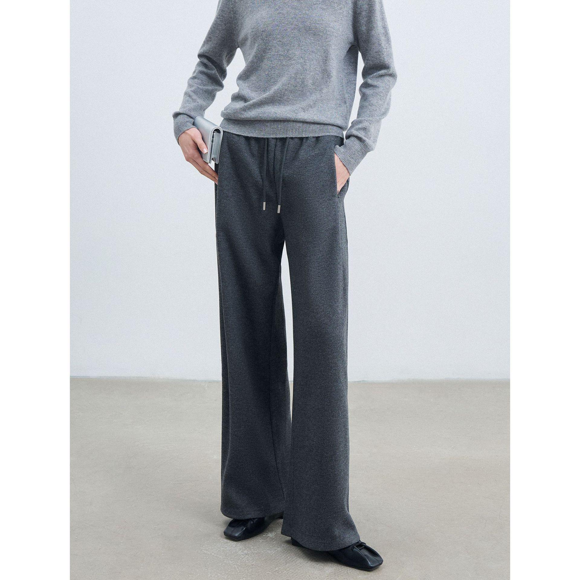 

Rongtai Silk Cashmere Lace-Up High-Waisted Straight-Leg Pants - 2025 Autumn/Winter Fashion M