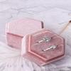 1pc-Vintage Hexagonal Jewelry Double Ring Box Empty Box Engagement Wedding Ceremony Valentine's Day Gift Organizer