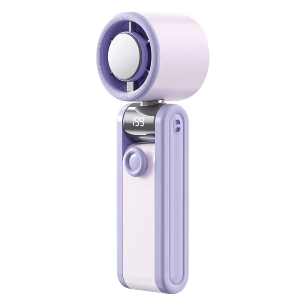 Digital Display Mini Pocket Fan Portable USB Rechargeable Fan Cooling Desktop Fan Pocket Size фиолетовый