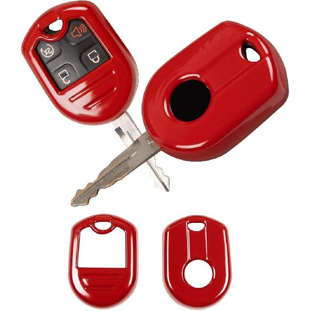 JeCar Red Key Fob Cover for 2009-2014 Ford F150 & 2010-2014 Ford Mustang