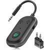 Bluetooth Transmitter Receiver, 2-in-1 Bluetooth 5.3 Transmitter, Airplane Adapter for HeadphoneWireless Adapter 3.5MM Aux Jack, Dual Connection