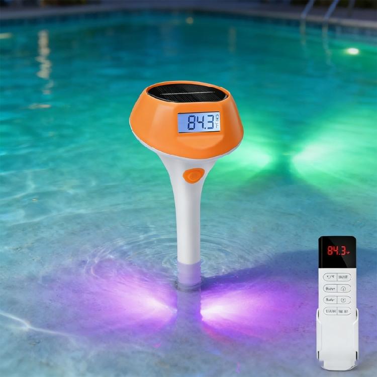 Thermomètre de piscine solaire à chargement automatique Affichage numérique Lumière de piscine à éclairage doux pour tout élément aquatique